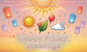 Beautiful Friday Blessings: May this Friday bring you moments of pure joy and peace that settle deep within your heart, reminding you of God's endless love.