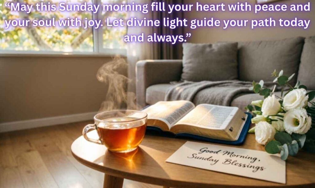 Good Morning Sunday Blessings:
May this Sunday morning fill your heart with peace and your soul with joy. Let divine light guide your path today and always.