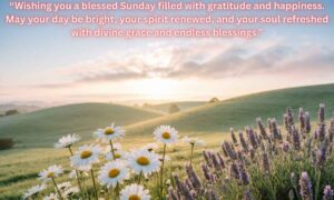 Good Morning Sunday Blessings: Wishing you a blessed Sunday filled with gratitude and happiness. May your day be bright, your spirit renewed, and your soul refreshed with divine grace and endless blessings.