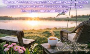 good morning wednesday blessings: “Blessed Wednesday to you! May God's grace surround every step you take and every decision you make throughout this beautiful day.”