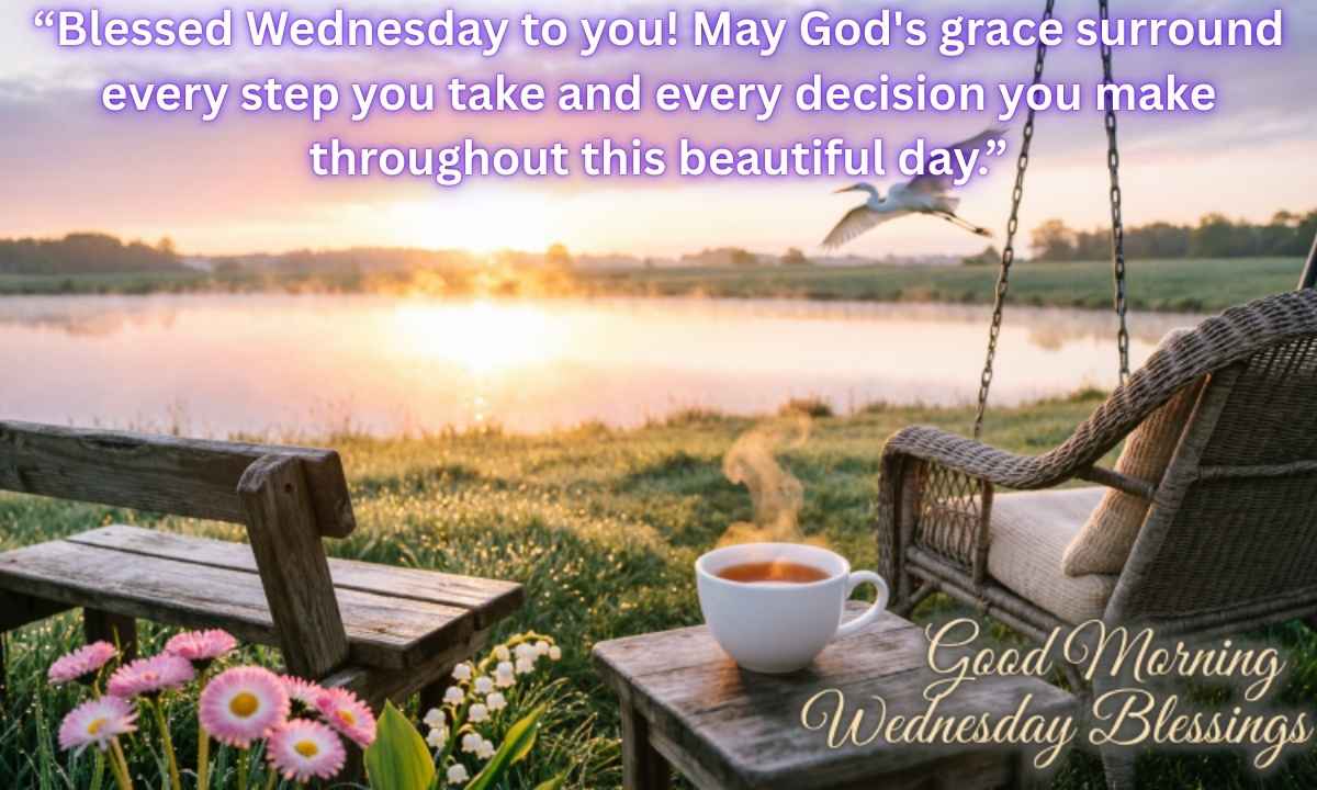 good morning wednesday blessings: “Blessed Wednesday to you! May God's grace surround every step you take and every decision you make throughout this beautiful day.”