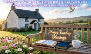 Happy sunday blessings: Wishing you a Sunday so full of grace that every worry fades and every smile comes easy. Happy Sunday, beautiful soul.